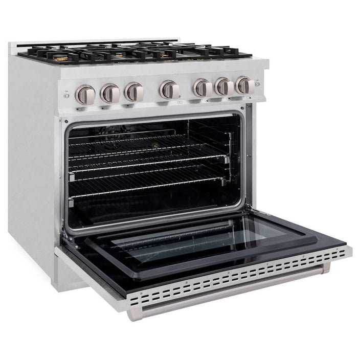 ZLINE 36" Select Dual Fuel Range Gas Cooktop Electric Convection Oven DuraSnow® Stainless Steel Brass Burners HDRS-BR-3609K