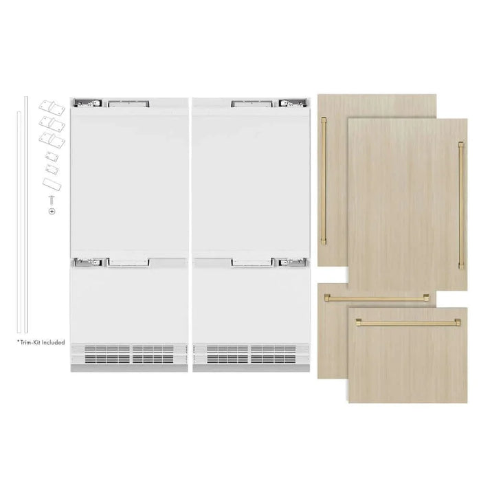 ZLINE 72" Panel Ready Built-In Bottom Freezer Refrigerator,Water Dispenser, Ice Maker, Champagne Bronze RBITZ-72-CB09K
