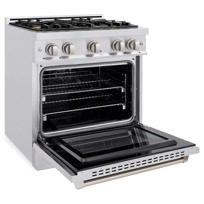 ZLINE 30" Select Dual Fuel Range Gas Cooktop Electric Convection Oven DuraSnow® Stainless Steel Brass Burners HDRS-BR-3009K