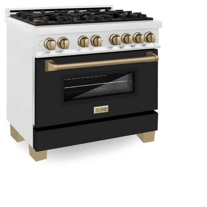 ZLINE 36" Autograph, Dual Fuel Range, Black Door, Bronze, RASZ-BLM-36-CB09K