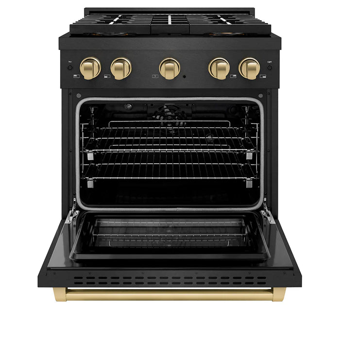 ZLINE 30" Paramount Gas Range DuoPro™ Cooktop, Convection Gas Oven, Black Satin Stainless Steel PSGRBSZ-30-CB09K