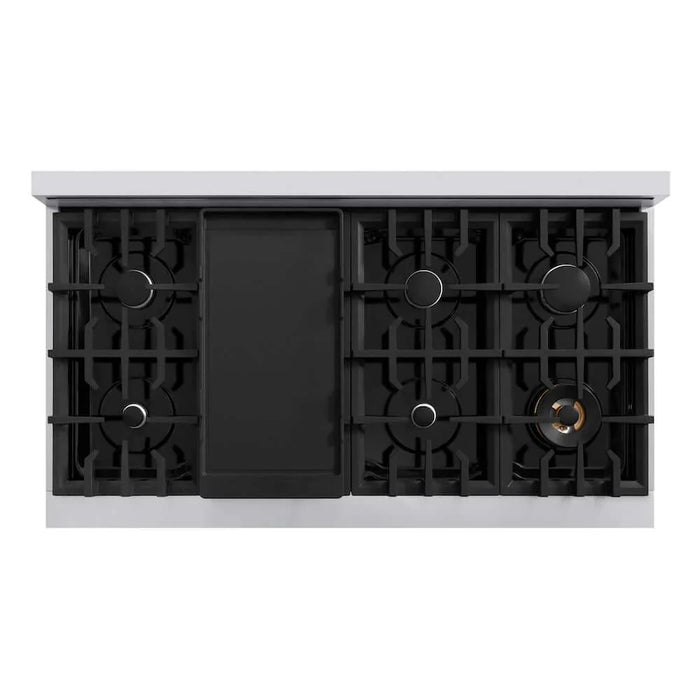 ZLINE 48"Classic Gas Range, Convection Gas Oven, Satin Stainless Steel, Black Matte Door CGRS-BLM-4809K