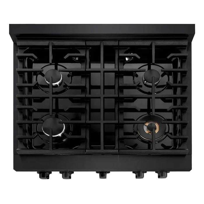 ZLINE 30"Paramount Dual Fuel Range Black Stainless Steel, SDRB-3009K