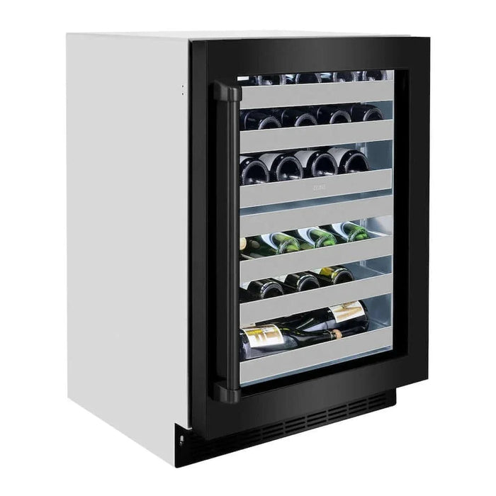 ZLINE 24" Touchstone Dual Zone 44 Bottle Wine Cooler Black Stainless Steel Glass Door RWDO-BS-2409K