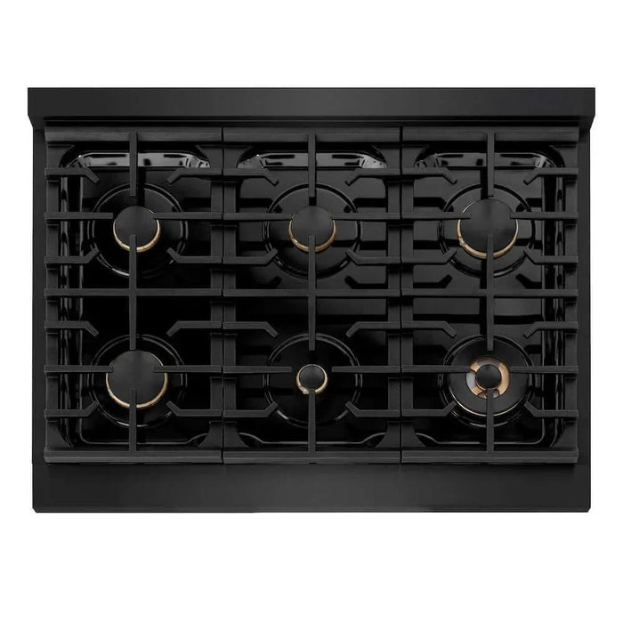 ZLINE 36"Gas Range, Convection Gas Oven, Black, Champagne Bronze,SGRBZ-36-CB09K