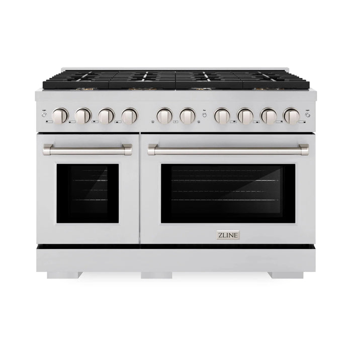 ZLINE 48"Paramount Dual Fuel Range Stainless Steel, Brass Burner, SDR-BR-4809K