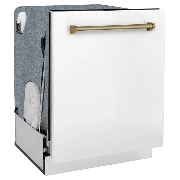 ZLINE Autograph 24" Dishwasher, White Door, Bronze DWMTZ-WM-24-CB09K