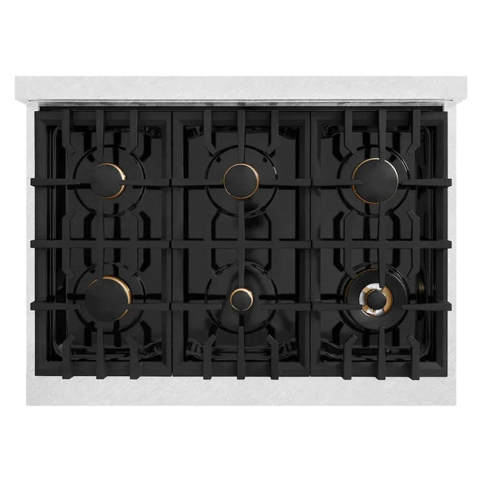 ZLINE 36" Classic Gas Range, Convection Gas Oven DuraSnow® Stainless Steel, Brass Burners CGRS-BR-3609K