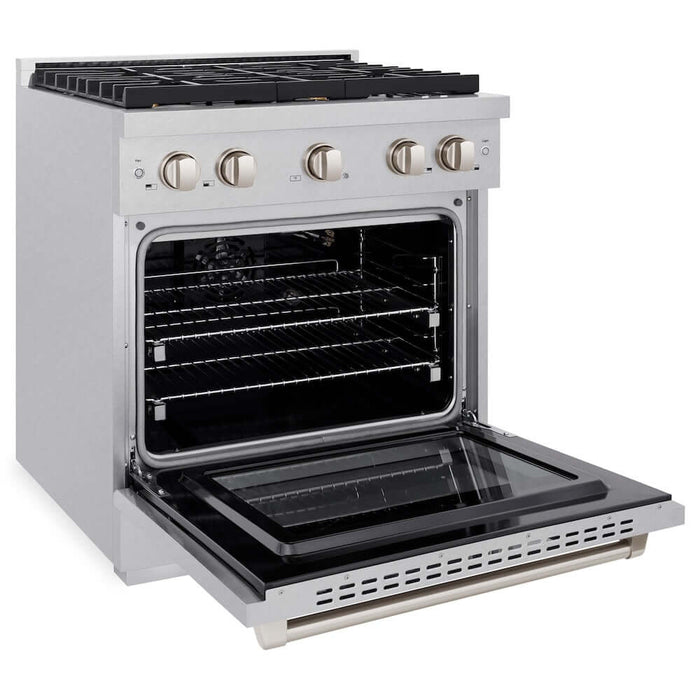 ZLINE 30"Gas Range, Convection Gas Oven , DuraSnow® Brass Burners, SGRS-BR-3009K