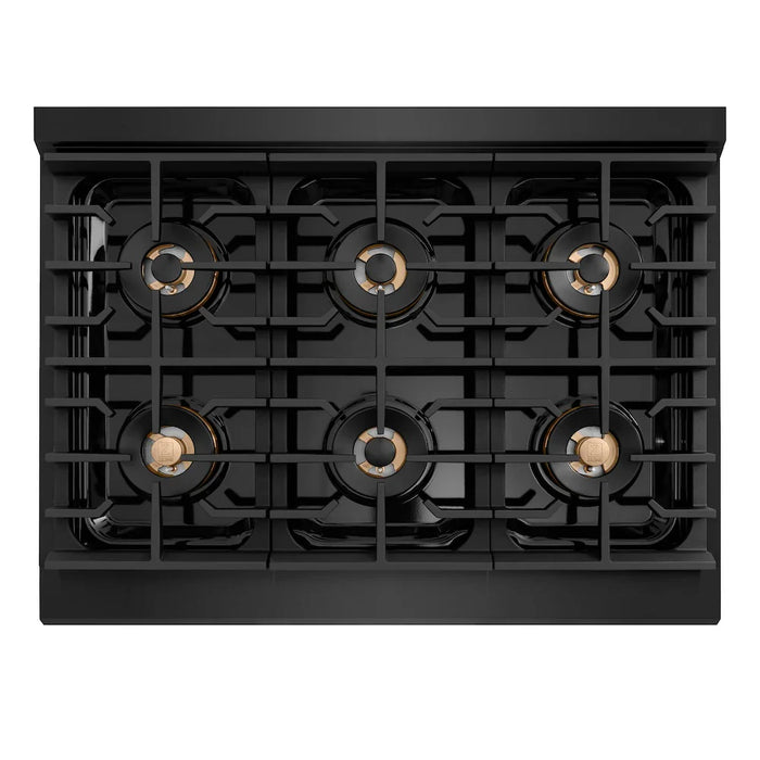 ZLINE Autograph Edition 48" Paramount Gas Range, DuoPro™ Cooktop, Gas Convection Oven, Black Stainless Steel, Helix Handle PSGRBZ-48-KCB09K