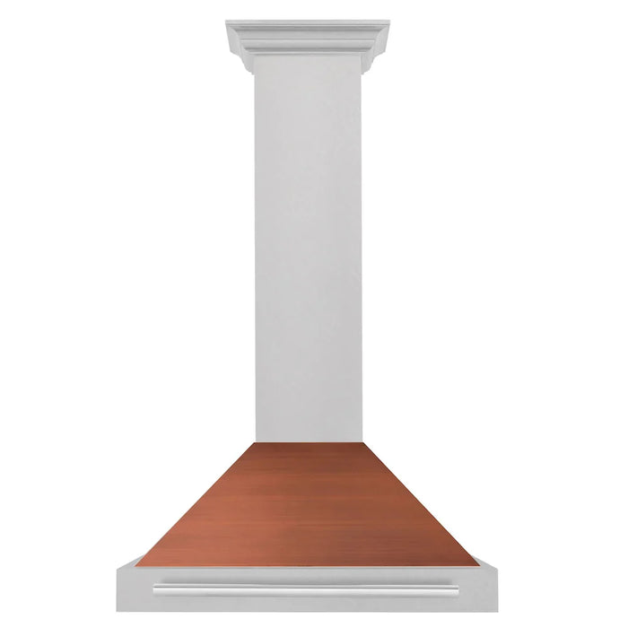 ZLINE Convertible Satin Stainless Steel Wall Mount Range Hood, Copper Shell, Stainless Steel Handle KB4SNX-C09K