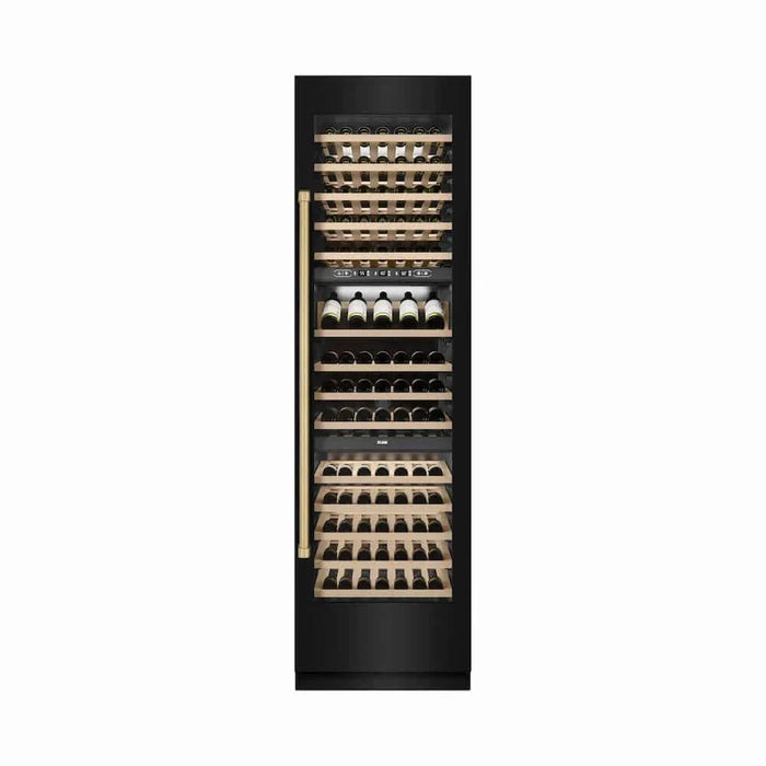 ZLINE 24"Triple Zone 100 Bottle Column Wine Cooler, Black Stainless Steel Champagne Bronze RCWVZ-BS-24-CB09K