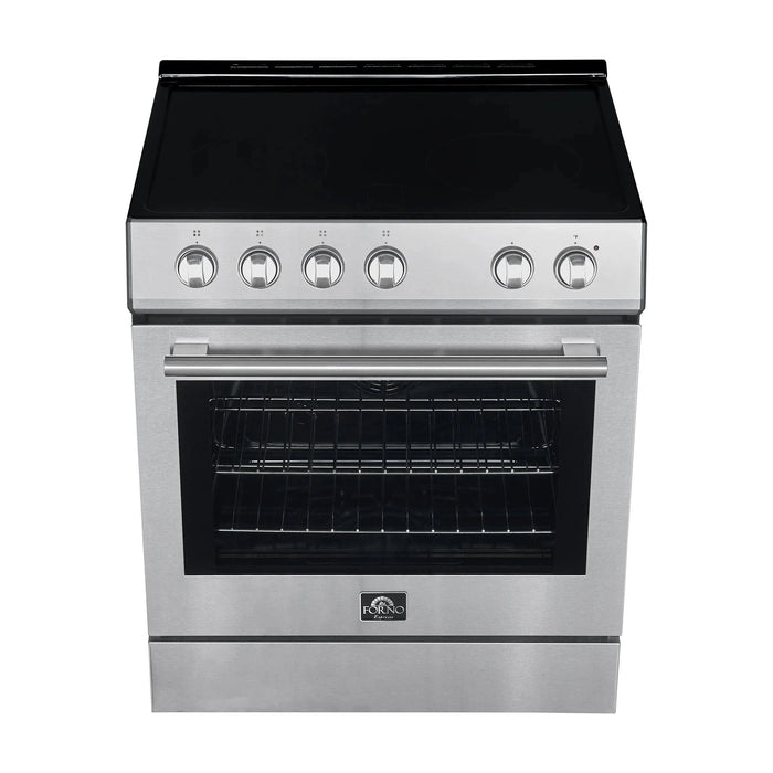 Forno Espresso Package - 30" Electric Range and Refrigerator in Stainless Steel with Silver Handles  FBDL-003-01US09K