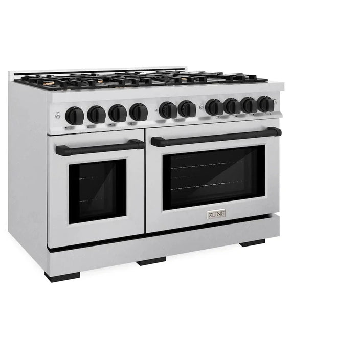 ZLINE 48" Select Dual Fuel Range Gas Cooktop Electric Convection Oven DuraSnow® Stainless Steel Matte Black HDRSZ-48-MB09K