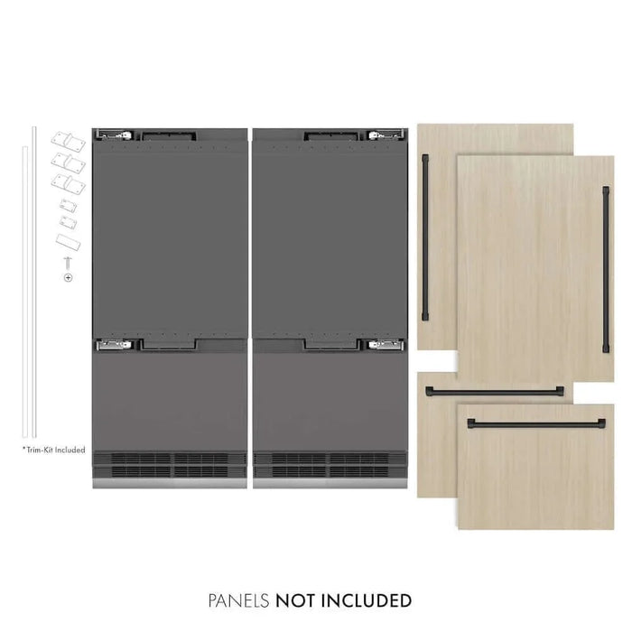 ZLINE 72" Panel Ready Built-In Bottom Freezer Refrigerator,Water Dispenser, Ice Maker,Graphite Gray Matte Black GRBITZ-72-MB09K