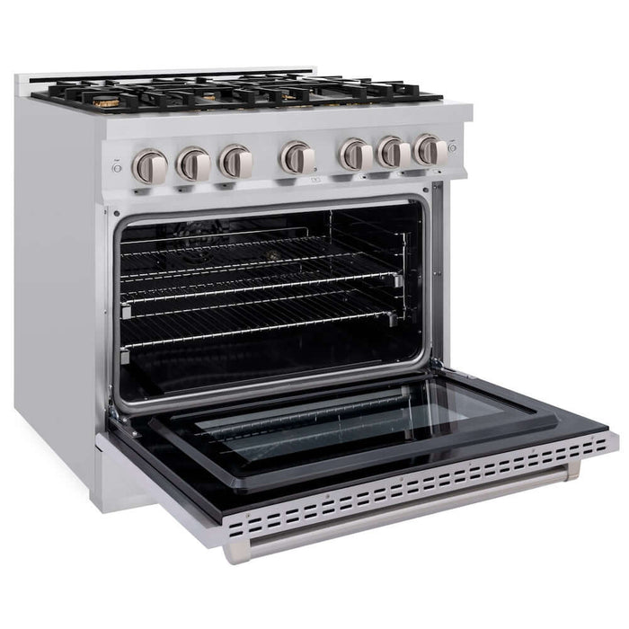 ZLINE 36" Select Dual Fuel Range Gas Cooktop Electric Convection Oven Stainless Steel Brass Burners HDR-BR-3609K
