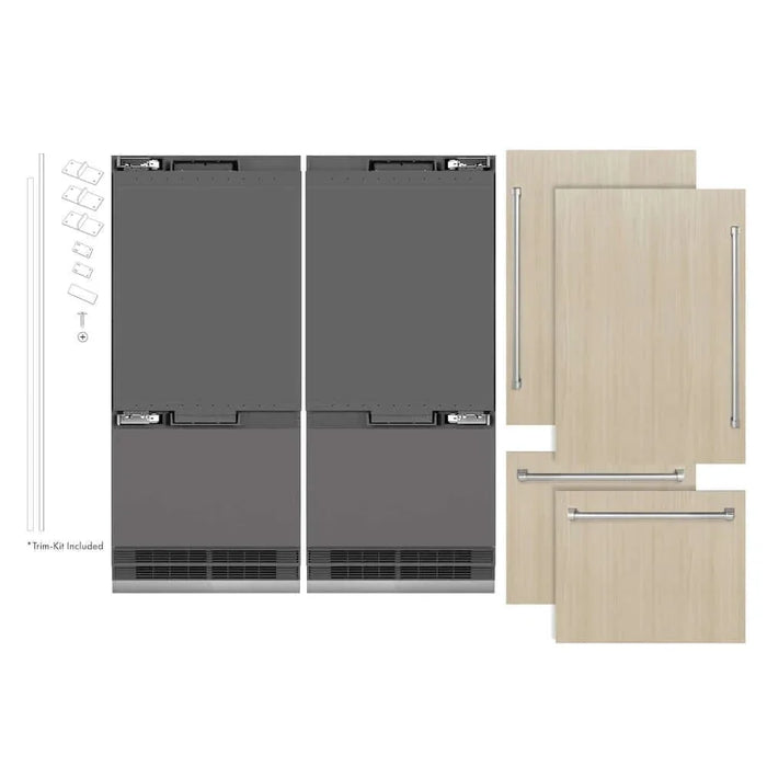 ZLINE 72" Panel Ready Built-In Bottom Freezer Refrigerator,Water Dispenser, Ice Maker,Graphite Gray GRBIT-7209K