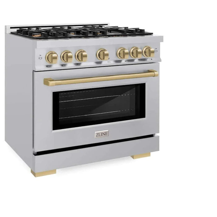 ZLINE 36" Select Gas Range Convection Gas Oven Stainless Steel Champagne Bronze HGRZ-36-CB09K