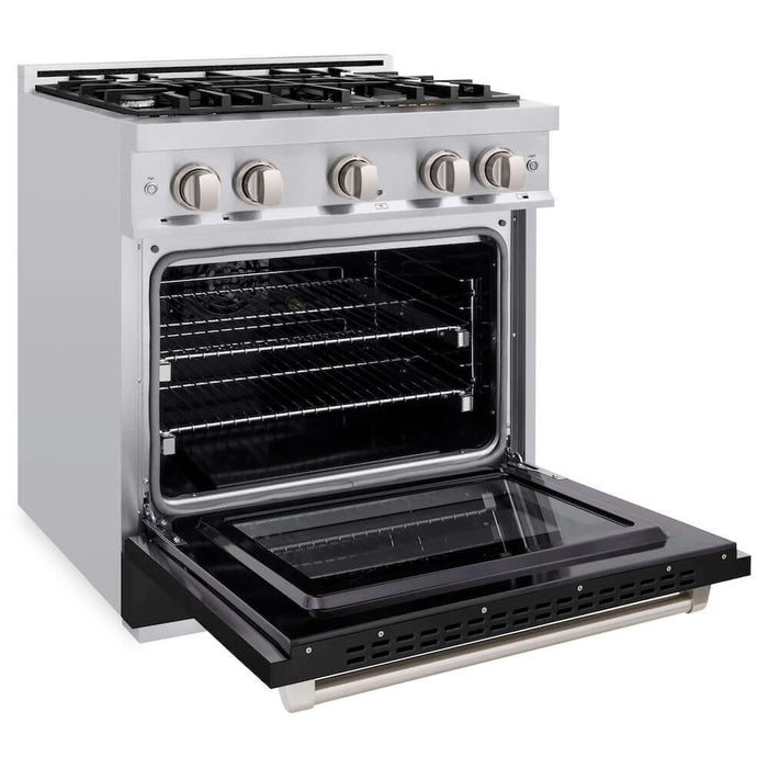 ZLINE 30" Select Dual Fuel Range Gas Cooktop Electric Convection Oven Stainless Steel Black Matte Door HDR-BLM-3009K