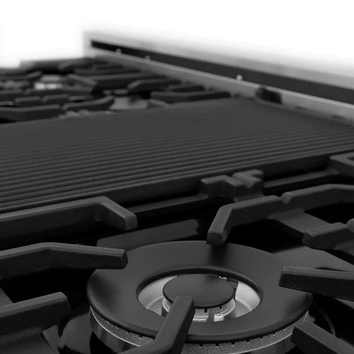 ZLINE 48" Dual Fuel Range Snow Stainless, White Matte Door, Griddle RAS-WM-GR-4809K