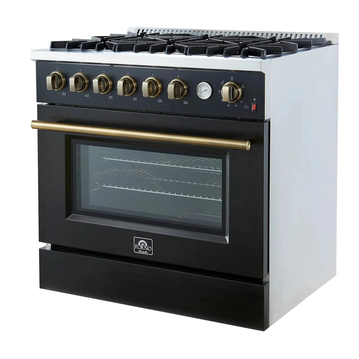 FORNO Marco 36" Gas on Gas Range FFSGS6277-36BLK09K