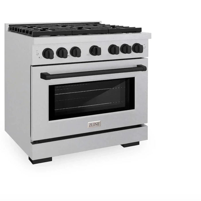 ZLINE 36"Gas Range, Convection Gas Oven, DuraSnow® Matte Black, SGRSZ-36-MB09K