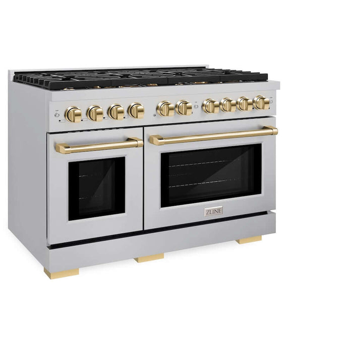 ZLINE 48"Gas Range, Convection Oven Stainless Steel, Gold, SGRZ-48-G09K