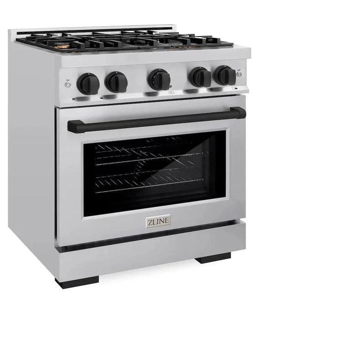 ZLINE 30" Select Dual Fuel Range Gas Cooktop Electric Convection Oven Stainless Steel Matte Black HDRZ-30-MB09K