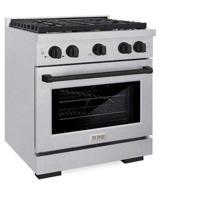 ZLINE 30"Gas Range, Convection Gas Oven , DuraSnow® Matte Black, SGRSZ-30-MB09K