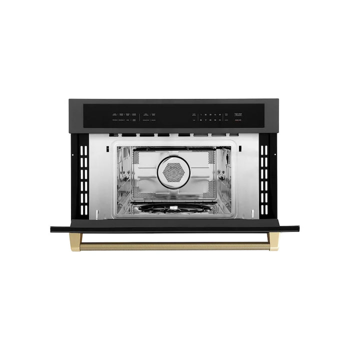 ZLINE Autograph Edition 30" Built-in Convection Microwave Oven, Black Stainless Steel, Helix Handle MWOZ-30-BS-KCB09K