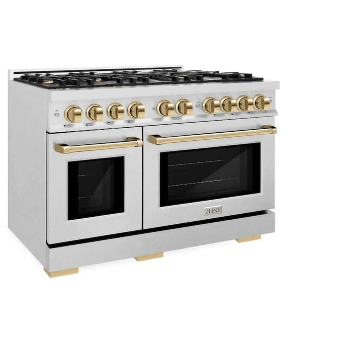 ZLINE 48" Select Gas Range Convection Gas Oven DuraSnow® Stainless Steel Polished Gold HGRSZ-48-G09K