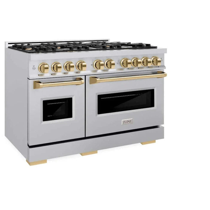 ZLINE 48" Dual Fuel Range, Gas Cooktop, Electric Convection Oven Stainless Steel, Gold CDRZ-48-G09K