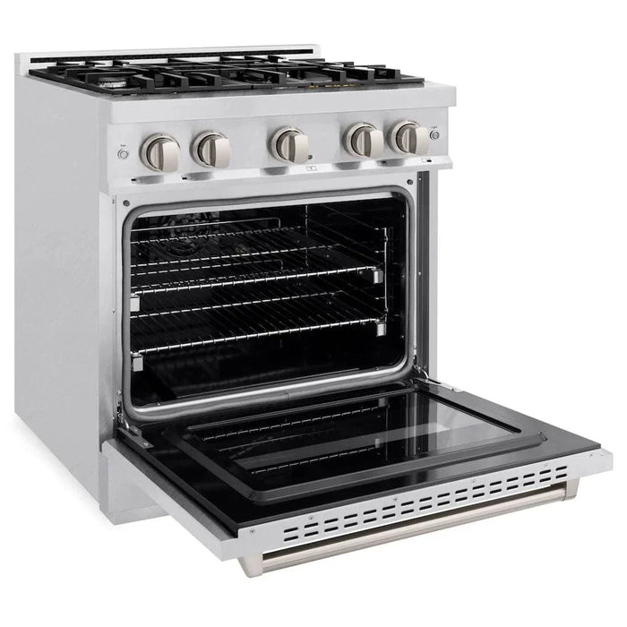 ZLINE 30" Dual Fuel Range, Gas Cooktop, Electric Convection Oven DuraSnow® Stainless Steel, CDRS-3009K