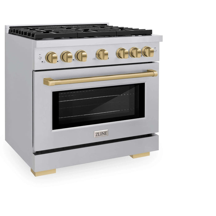 ZLINE 36"Paramount Dual Fuel Range Stainless Steel Champagne Bronze SDRZ-36-CB09K