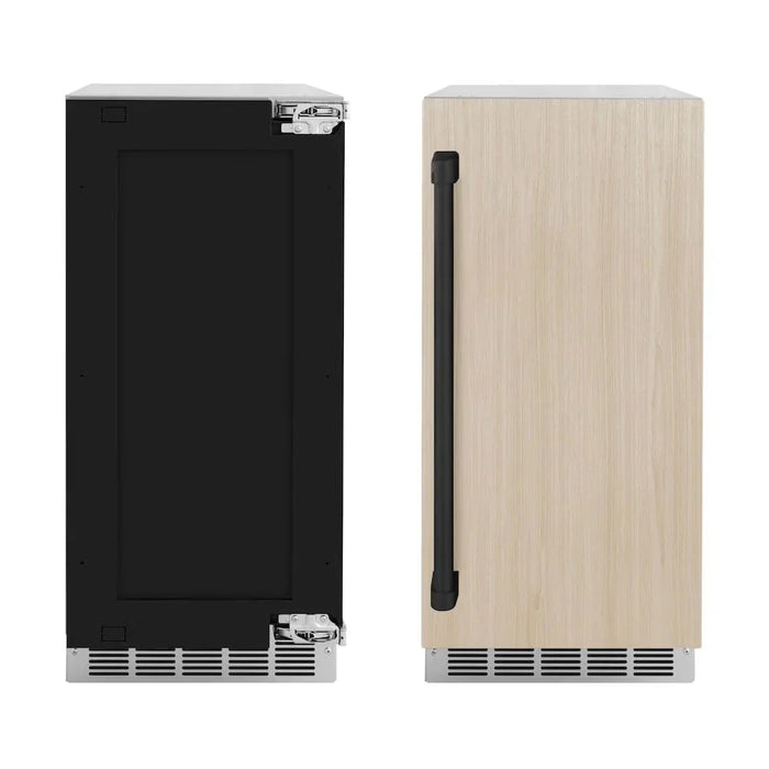 ZLINE 15" Touchstone Clear Cube Ice Maker Drain Pump Panel Ready Door Black Matte Door ICCDPZ-15-MB09K