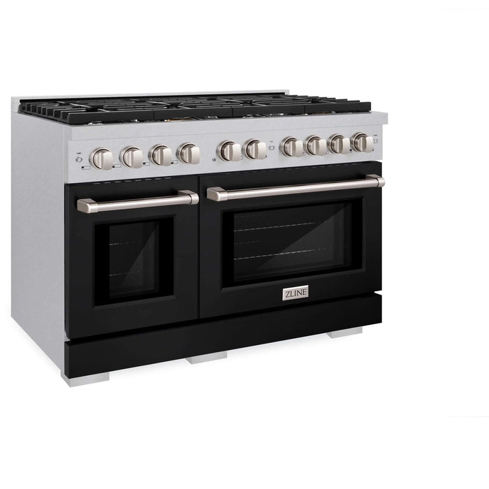 ZLINE 48"Paramount Dual Fuel Range DuraSnow® Black Matte SDRS-BLM-4809K