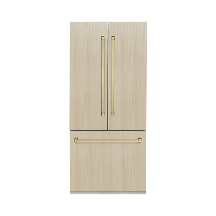 ZLINE Autograph Edition 36" Panel Ready Built-In Bottom Freezer Refrigerator, Water Dispenser, Ice Maker, Accents RBIVZ-36-CB09K