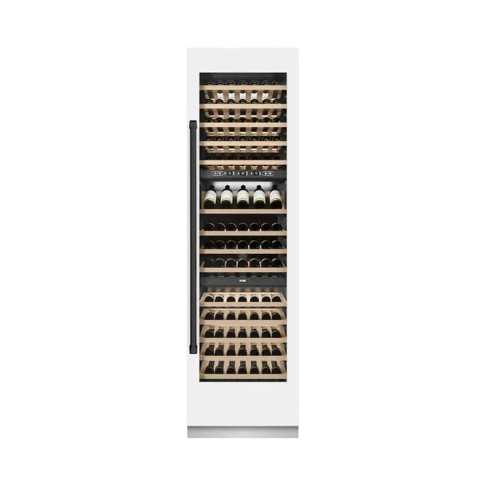 ZLINE 24"Triple Zone 100 Bottle Column Wine Cooler, White Matte Stainless Steel Matte Black RCWVZ-WM-24-MB09K