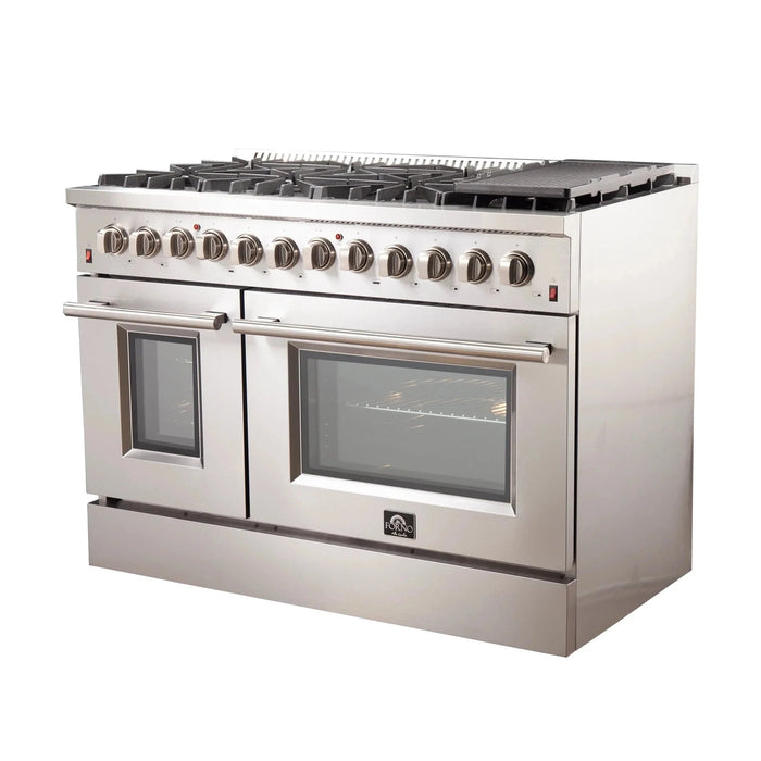 Forno Appliance Package - 48" Dual Fuel Range, Wall Mount Range Hood, 60" Refrigerator FBDL-017-02US09K