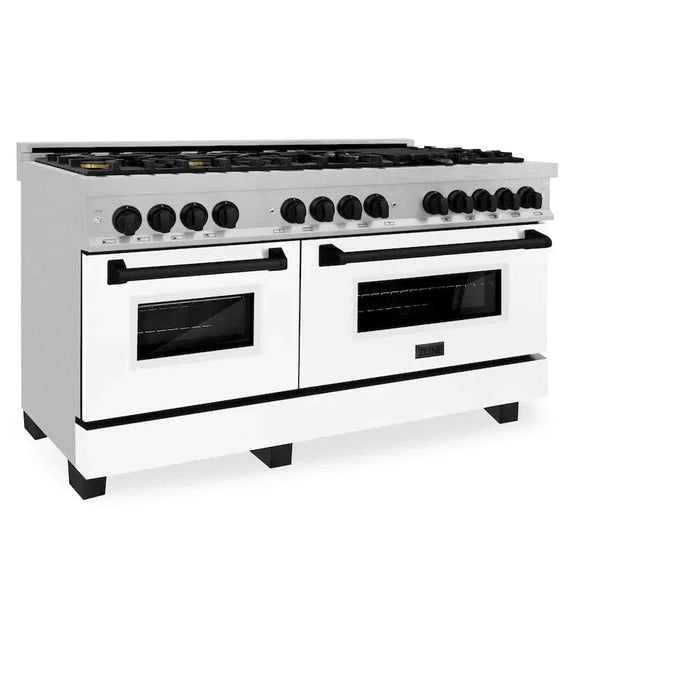 ZLINE 60"Autograph Range Dual Fuel, DuraSnow, White Door,RASZ-WM-60-MB09K