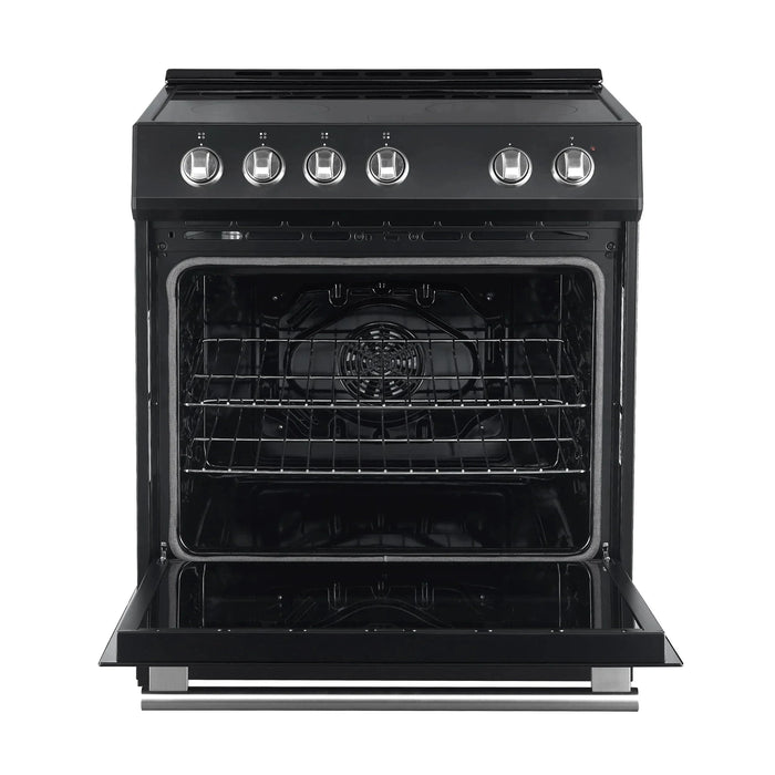 FORNO Premium 2-Piece Kitchen Bundle - Leonardo Espresso 30" Black Range, 31" Black Bottom Freezer Refrigerator FBDL-003-02US09K