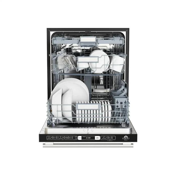 Forno Romano Espresso 24" Built-In Dishwasher in Black with Stainless Steel Handle, FDWBI8035-24BLK09K