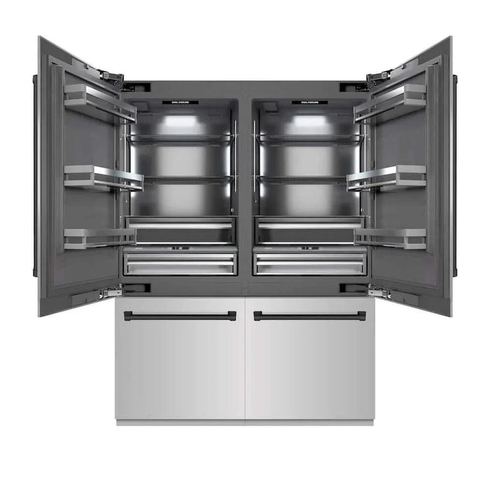 ZLINE 60" Built-In Bottom Freezer Refrigerator with Water Dispenser, Ice Maker, Stainless Steel, Graphite Gray Interior, Matte Black GRBIVZ-304-60MB09K