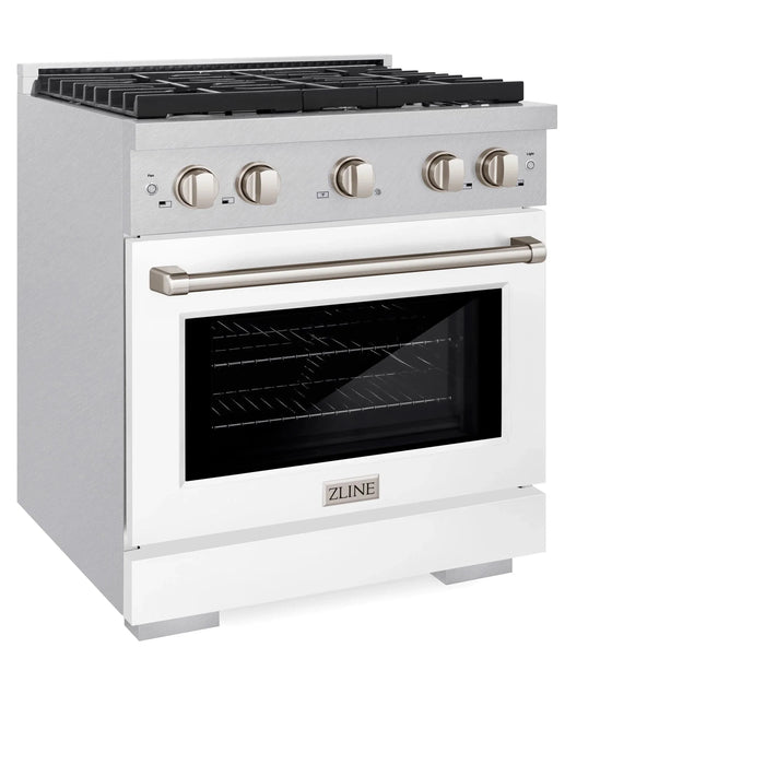 ZLINE 30"Paramount Dual Fuel Range DuraSnow® White Matte SDRS-WM-3009K