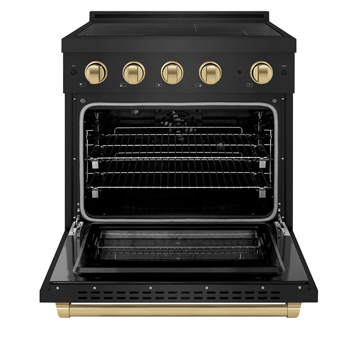 ZLINE 30" Paramount Induction Range, Cooktop, Electric Convection Oven, Accents SINRBZ-3009K