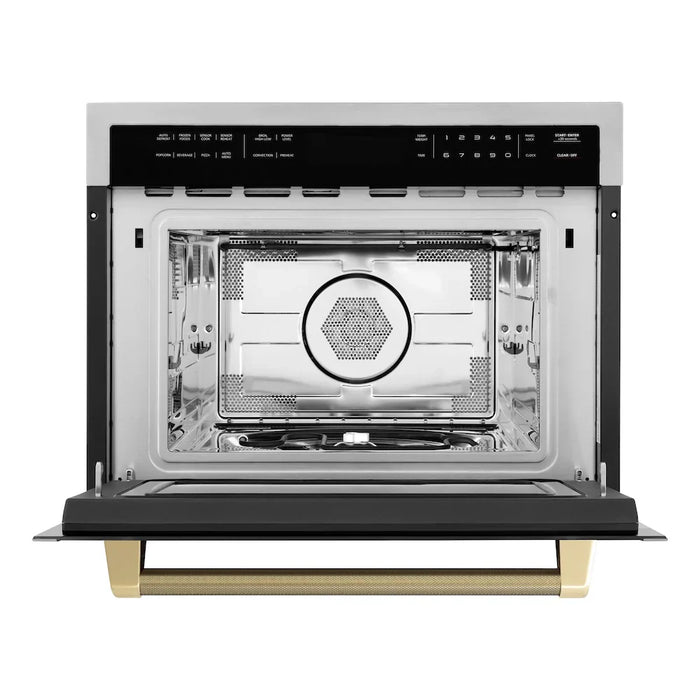 ZLINE Autograph Edition 24" Built-in Convection Microwave Oven, Stainless Steel, Helix Handle MWOZ-24-KCB09K