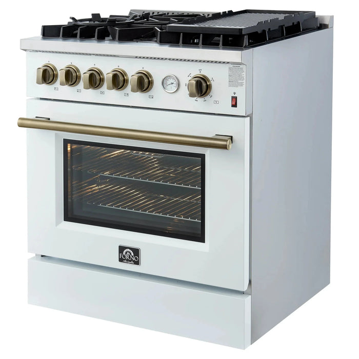 FORNO Giovanni 30" Gas on Gas Range FFSGS6274-30WHT09K
