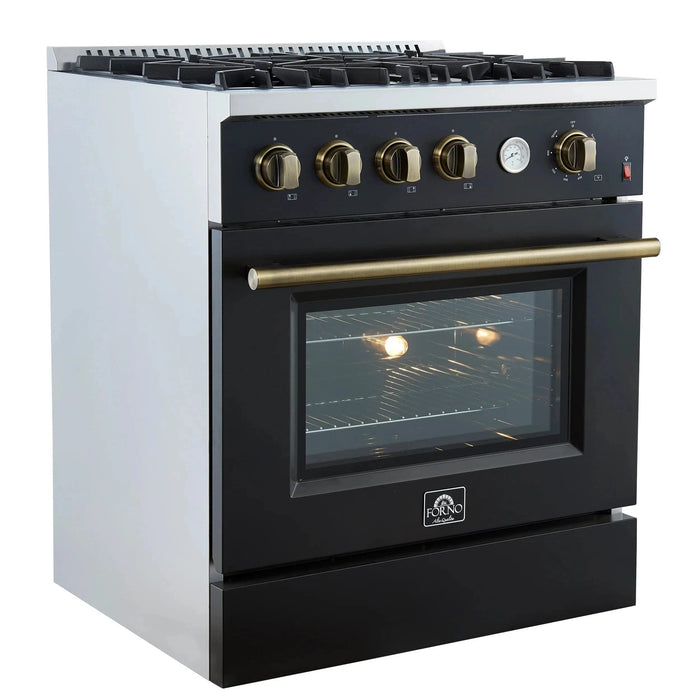 FORNO Marco 30" Gas on Gas Range FFSGS6277-30BLK09K