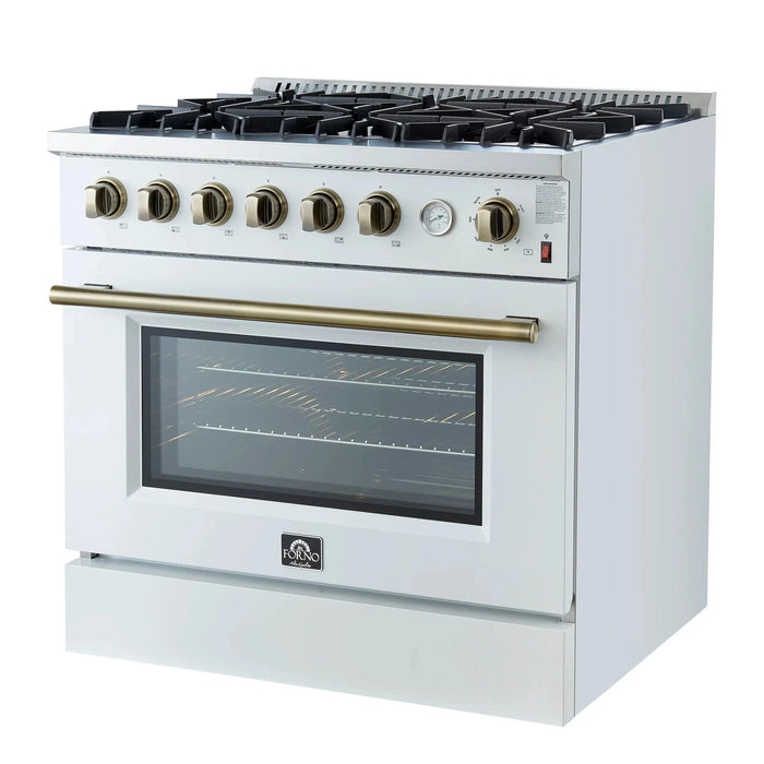 FORNO Marco 36" Gas on Gas Range FFSGS6277-36WHT09K