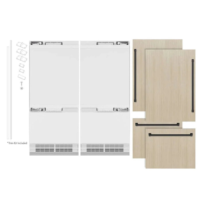 ZLINE 72" Panel Ready Built-In Bottom Freezer Refrigerator,Water Dispenser, Ice Maker, Matte Black RBITZ-72-MB09K